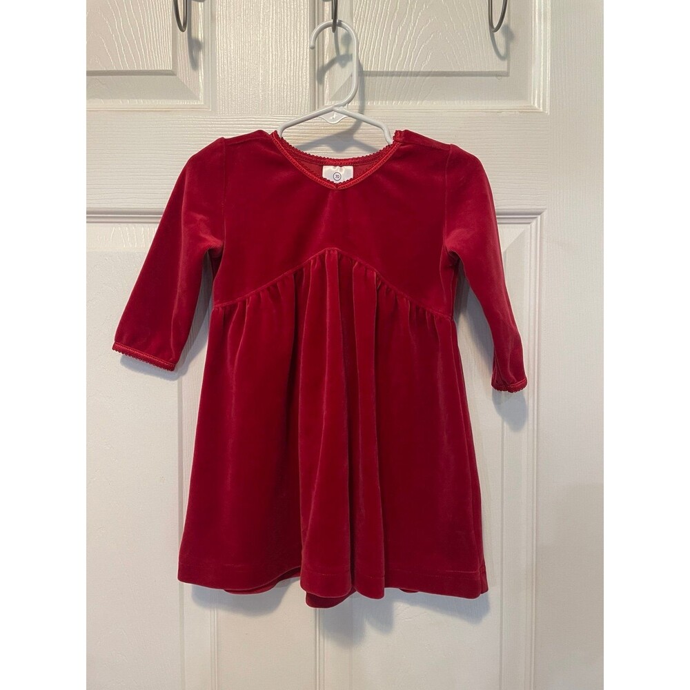 Hanna Andersson Baby Girls Red Velvet Holiday Dress Size 70 (6-12M)